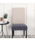 Knitted Padded Chair Cushion Cover(Grey + Blue)