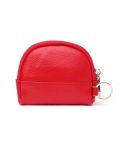 Leather Multifunctional Coin Purse Household Large-Capacity Key Card Case(5A Red)