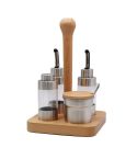Wooden Creative Seasoning Jar Set Kitchen Rack(Square)