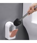 Bathroom Toilet Wall-mounted Toilet Brush Set with Soft Hair and Long Handle Without Dead Corners(Pink)