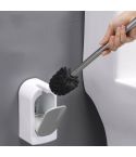 Bathroom Toilet Wall-mounted Toilet Brush Set with Soft Hair and Long Handle Without Dead Corners(Grey)