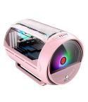 GAMEKM Genki Bomb Personality Gaming Internet Cafe Side Through Gaming Case USB 3.0 Water-cooled Desktop Computer Case(Pink)