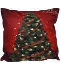 Christmas Ornaments Flannel Pillowcase Cartoon Printing Square Pillowcase Without Pillow Core(Christmas Tree)