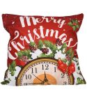 Christmas Ornaments Flannel Pillowcase Cartoon Printing Square Pillowcase Without Pillow Core(Alarm Clock)