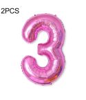2 PCS 40 Inch Aluminium Foil Number Balloons Birthday Wedding Engagement Party Decor Kids Ball Supplies(3-Rose red)