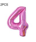 2 PCS 40 Inch Aluminium Foil Number Balloons Birthday Wedding Engagement Party Decor Kids Ball Supplies(4-Rose red)
