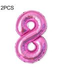 2 PCS 40 Inch Aluminium Foil Number Balloons Birthday Wedding Engagement Party Decor Kids Ball Supplies(8-Rose red)