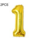 2 PCS 40 Inch Aluminium Foil Number Balloons Birthday Wedding Engagement Party Decor Kids Ball Supplies(1-Gold)