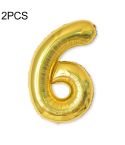 2 PCS 40 Inch Aluminium Foil Number Balloons Birthday Wedding Engagement Party Decor Kids Ball Supplies(6-Gold)
