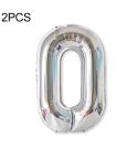 2 PCS 40 Inch Aluminium Foil Number Balloons Birthday Wedding Engagement Party Decor Kids Ball Supplies(0-Silver)