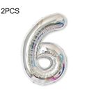 2 PCS 40 Inch Aluminium Foil Number Balloons Birthday Wedding Engagement Party Decor Kids Ball Supplies(6-Silver)