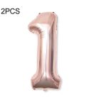 2 PCS 40 Inch Aluminium Foil Number Balloons Birthday Wedding Engagement Party Decor Kids Ball Supplies(1-Champaign gold)