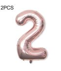 2 PCS 40 Inch Aluminium Foil Number Balloons Birthday Wedding Engagement Party Decor Kids Ball Supplies(2-Champaign gold)