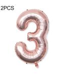 2 PCS 40 Inch Aluminium Foil Number Balloons Birthday Wedding Engagement Party Decor Kids Ball Supplies(3-Champaign gold)