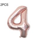 2 PCS 40 Inch Aluminium Foil Number Balloons Birthday Wedding Engagement Party Decor Kids Ball Supplies(4-Champaign gold)