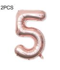 2 PCS 40 Inch Aluminium Foil Number Balloons Birthday Wedding Engagement Party Decor Kids Ball Supplies(5-Champaign gold)