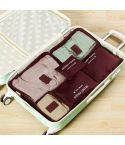 6 PCS/Set Travel Bag ClothesLuggage Organizer High Capacity Mesh Packing Cubes(Wine red)
