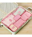 6 PCS/Set Travel Bag ClothesLuggage Organizer High Capacity Mesh Packing Cubes(Pink)