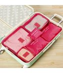 6 PCS/Set Travel Bag ClothesLuggage Organizer High Capacity Mesh Packing Cubes(Rose red)