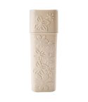Portable Flower Carved Toothbrush Holder Outdoor Toothrush Cap Case Toothpaste Storage Box Wash Cup(Beige)