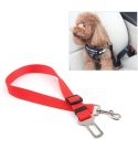 Nylon Harness Leash Clip Pet Dog Car Seat Belt Security Belt(Red)
