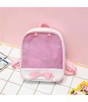 Transparent Children Backpack Cute Bow Bags Mini Schoolbag(Pink)