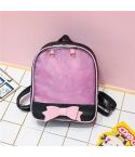 Transparent Children Backpack Cute Bow Bags Mini Schoolbag(Black Pink)