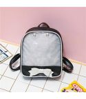 Transparent Children Backpack Cute Bow Bags Mini Schoolbag(Black)