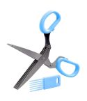 Minced 5 Layers Basil Rosemary Kitchen Scissor Shredded Chopped Scallion Cutter(Blue)