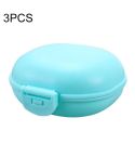 3 PCS Bathroom Dish Plate Case Home Shower Travel Hiking Holder Container Soap Box(blue)