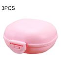 3 PCS Bathroom Dish Plate Case Home Shower Travel Hiking Holder Container Soap Box(pink)