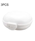 3 PCS Bathroom Dish Plate Case Home Shower Travel Hiking Holder Container Soap Box(white)