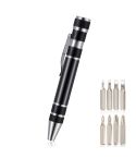 8 In 1 Multifunctional Mini Aluminum Tool Pen Screwdriver Set(Black)
