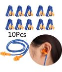 10 PCS Soft Silicone Corded Ear Plugs ears Protector Reusable Hearing Protection Noise Reduction Earplugs