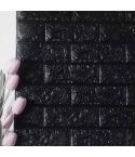 2 PCS Self Adhesive Waterproof TV Background Brick Wallpapers 3D Wall Sticker Living Room Wallpaper Mural Bedroom Decorative Stickers, Dimensions:70cm x 77cm(Black)