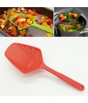 Plastic Drain Shovel Strainers Water Leaking Shovel Kitchen Cooking Ice Shovel Colander(Red)