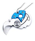 Portable Mini Folding Blade Knife Pocket Small Outdoor Military Survival Knifes Keychain Multitool Self Defense(Blue)