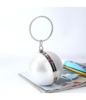 Spherical Dinner Bag Simple Personality Round Ball Evening Bag Ladies Pu Banquet Bag Makeup Clutch Bag(Silver)
