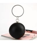 Spherical Dinner Bag Simple Personality Round Ball Evening Bag Ladies Pu Banquet Bag Makeup Clutch Bag(Black)