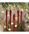 5pcs/bag Christmas Decorations Colorful Ice Bar Pendant Small Tree Threaded Ornament(Red)