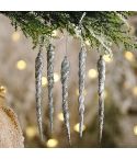 5pcs/bag Christmas Decorations Colorful Ice Bar Pendant Small Tree Threaded Ornament(Silver)