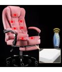 Modern Minimalist Lift Swivel Chair Lazy Seat Gaming Massage Office Chair With Steel Feet & Footrest(Pink)