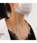 Retro Love Pearl Multi-Purpose  Anti-Lost Hanging Mask Glasses Chain(Silver)