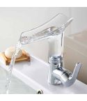 Bathroom Hot Cold Water Faucet Wine Glass Waterfall Faucet(Transparent)
