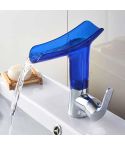 Bathroom Hot Cold Water Faucet Wine Glass Waterfall Faucet(Blue)