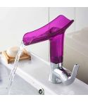 Bathroom Hot Cold Water Faucet Wine Glass Waterfall Faucet(Purple)