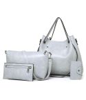 4 in 1 Ladies Retro Handbag Fashion Large Capacity Sub-Diagonal Bucket Bag(Light Grey)