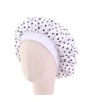K-14 Children Printed Satin Nightcap Adjustable Stretch Hair Care Hat Shower Cap, Size: One Size(White Dots)