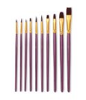ZHU TING 10 in 1 Pearl Rod Nylon Hair Combination Brush Oil Paint Brush(Purple Rods)