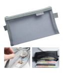 Nylon Simple Transparent Mesh Pencil Case Office School Supplies(Big Grey)